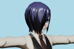 Touka Kirishima Tokyo-Ghoul, girl, female, woman, people, human, xna, characters, rigged